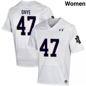 Women #47 Jason Onye White Player Fighting Irish Classic Fit Football Jersey V048HS52