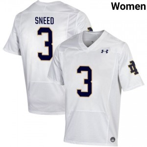 Notre Dame Fighting Irish #3 Jaylen Sneed White Women College Football Authentic Design Jersey nV7Xrv41