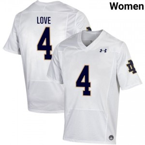 Women #4 Jeremiyah Love White High School Fighting Irish Classic Fit Football Jersey 76VNf551