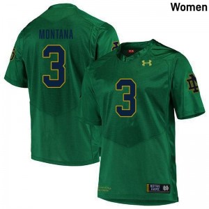 Joe Montana #3 Officially Licensed UND Women Green Football College Jersey 2Tr3cC72