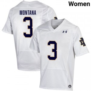 Women #3 Joe Montana White High School Notre Dame Fighting Irish Classic Fit Football Jersey 38U78440