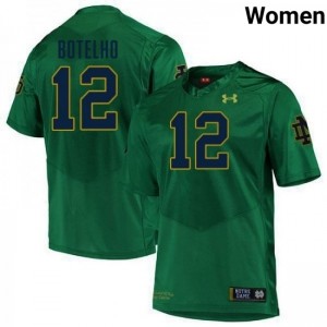 Jordan Botelho #12 Officially Licensed UND Fighting Irish Women Green Football University Jersey 6240hX89