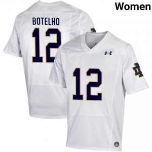 Women #12 Jordan Botelho White Player Fighting Irish Classic Fit Football Jersey Y0xt0535