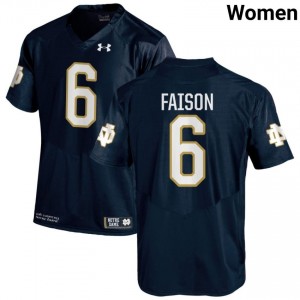 #6 Jordan Faison Notre Dame Game-Day Style Navy Women NCAA Football Jersey 8qEEQ880