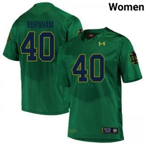 Joshua Burnham #40 Officially Licensed UND Fighting Irish Women Green Football College Jersey 6181a421