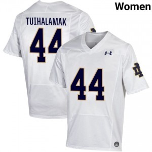 Women #44 Junior Tuihalamaka White NCAA Fighting Irish Classic Fit Football Jersey NI621433