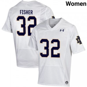 Notre Dame Fighting Irish #32 Justin Fisher White Women Player Football Authentic Design Jersey e5558M57