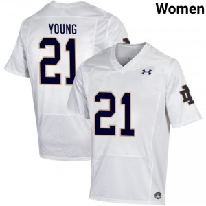 Notre Dame Fighting Irish #21 Kedren Young White Women High School Football Authentic Design Jersey 87I5yR43