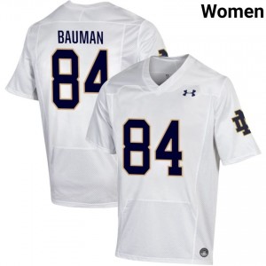 Women #84 Kevin Bauman White University Fighting Irish Classic Fit Football Jersey F06y4281