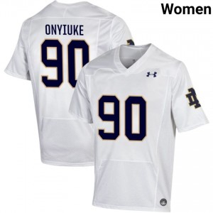 Notre Dame Fighting Irish #90 Kobi Onyiuke White Women College Football Authentic Design Jersey 5l856o15