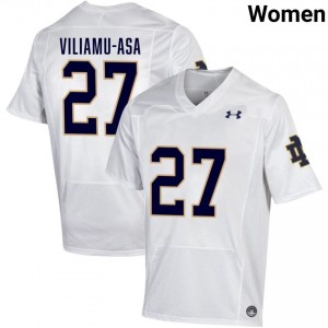 Women #27 Kyngstonn Viliamu-Asa White High School Fighting Irish Classic Fit Football Jersey 7UMs0098
