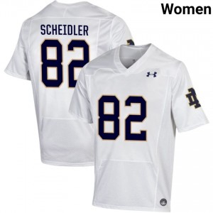 Notre Dame Fighting Irish #82 Leo Scheidler White Women University Football Authentic Design Jersey 1HNT6k58