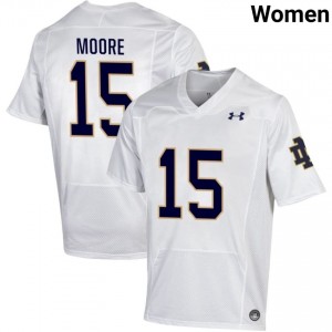 Women #15 Leonard Moore White Player Fighting Irish Classic Fit Football Jersey PGHbXA49