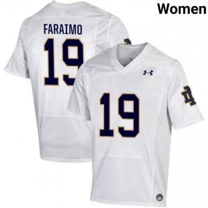 Notre Dame Fighting Irish #19 Madden Faraimo White Women NCAA Football Authentic Design Jersey h0014380