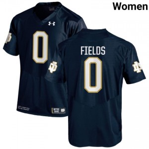 Navy #0 Malachi Fields Women Durable Irish University Football Stitching Jersey R56Q2150