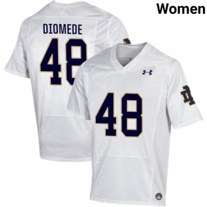 Notre Dame Fighting Irish #48 Marcello Diomede White Women Player Football Authentic Design Jersey p4w8G825