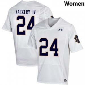 Women #24 Mark Zackery IV White University Fighting Irish Classic Fit Football Jersey 36wv2440