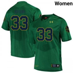 Premium Green UND University #33 Matt Jeffery Women Football Embroidery Jersey H3l0TL13