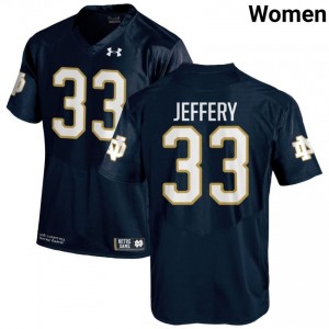 #33 Matt Jeffery Notre Dame Game-Day Style Navy Women High School Football Jersey 2Y7OD472