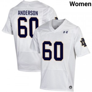 Notre Dame Fighting Irish #60 Max Anderson White Women NCAA Football Authentic Design Jersey bO02ua98