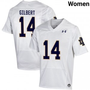 Notre Dame Fighting Irish #14 Micah Gilbert White Women NCAA Football Authentic Design Jersey 2q30GS82
