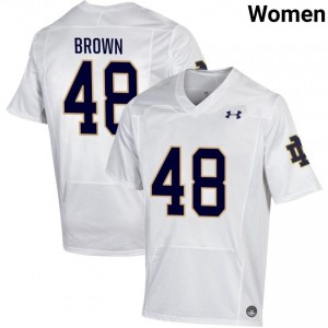 Women #48 Mickey Brown White University Fighting Irish Classic Fit Football Jersey 7x117y62