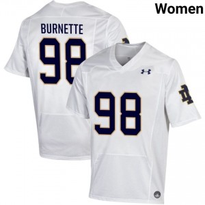 Women #98 Noah Burnette White University Fighting Irish Classic Fit Football Jersey 56420156
