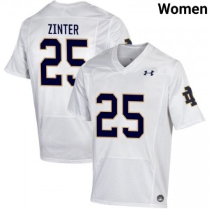Notre Dame Fighting Irish #25 Preston Zinter White Women NCAA Football Authentic Design Jersey S3XH8649