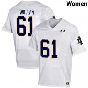 Notre Dame Fighting Irish #61 Robbie Wollan White Women University Football Authentic Design Jersey 5K884Y78