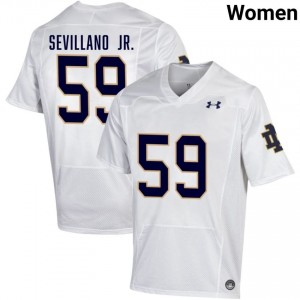 Women #59 Sean Sevillano Jr. White University Fighting Irish Classic Fit Football Jersey oQ8Iu042