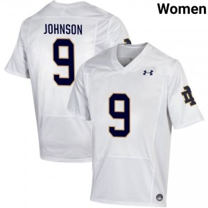 Notre Dame Fighting Irish #9 Tae Johnson White Women High School Football Authentic Design Jersey F4t8Y798