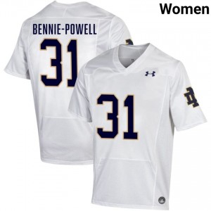 Notre Dame Fighting Irish #31 Taebron Bennie-Powell White Women Player Football Authentic Design Jersey qoO7sr38