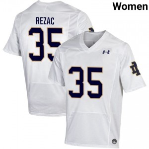 Women #35 Teddy Rezac White NCAA Fighting Irish Classic Fit Football Jersey 6O330777