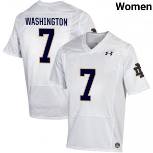 Notre Dame Fighting Irish #7 Ty Washington White Women College Football Authentic Design Jersey 07Wg1566
