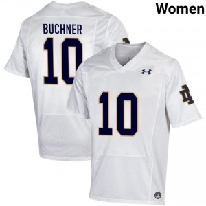 Notre Dame Fighting Irish #10 Tyler Buchner White Women University Football Authentic Design Jersey p0r2HT80