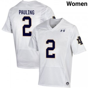 Women #2 Will Pauling White College Fighting Irish Classic Fit Football Jersey JWP4N639