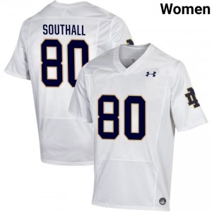Notre Dame Fighting Irish #80 Xavier Southall White Women College Football Authentic Design Jersey 8o4Y3877
