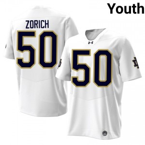 White #50 Chris Zorich Youth Durable Notre Dame High School 2026 Football Stitching Jersey bWX47x69