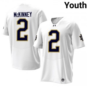 White #2 DJ McKinney Youth Durable Notre Dame University 2026 Football Stitching Jersey 827m3J36