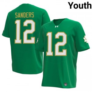 Premium Green UND Fighting Irish Player #12 Jayden Sanders Youth 2026 Football Embroidery Jersey b3QmF495