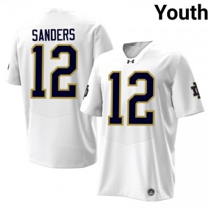 #12 Jayden Sanders Irish 2026 Game-Day Style White Youth NCAA Football Jersey f736AU63