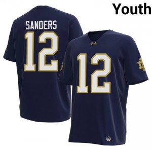 Fighting Irish #12 Jayden Sanders Navy Youth College Football 2026 Authentic Design Jersey 0753DM44