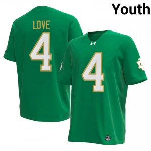 Jeremiyah Love #4 Officially Licensed 2026 UND Youth Green Football College Jersey d06Ui314