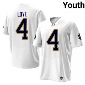 White #4 Jeremiyah Love Youth Durable Notre Dame University 2026 Football Stitching Jersey 631FN895