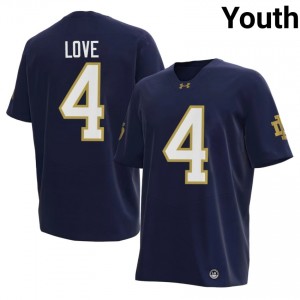 Youth #4 Jeremiyah Love Navy NCAA Notre Dame Fighting Irish Classic Fit Football Jersey C1aRRq19