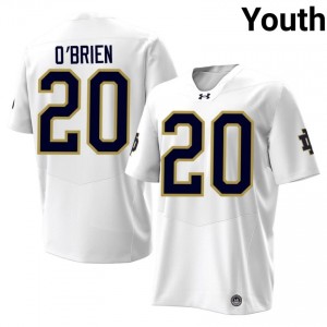 White #20 Joey O'Brien Youth Durable Notre Dame Player 2026 Football Stitching Jersey 44M15335
