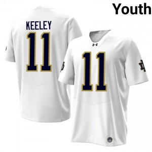 White #11 Keon Keeley Youth Durable Notre Dame Player 2026 Football Stitching Jersey 86dy4483