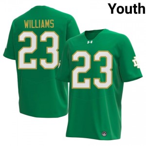 Premium Green UND Fighting Irish University #23 Kyren Williams Youth 2026 Football Embroidery Jersey oa4Xk825