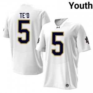 White #5 Manti Te'o Youth Durable Notre Dame College 2026 Football Stitching Jersey 3miyfm19