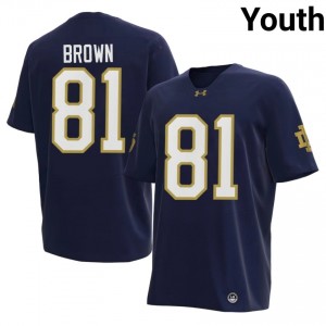 Youth #81 Tim Brown Navy NCAA Notre Dame Fighting Irish Classic Fit Football Jersey lB573511